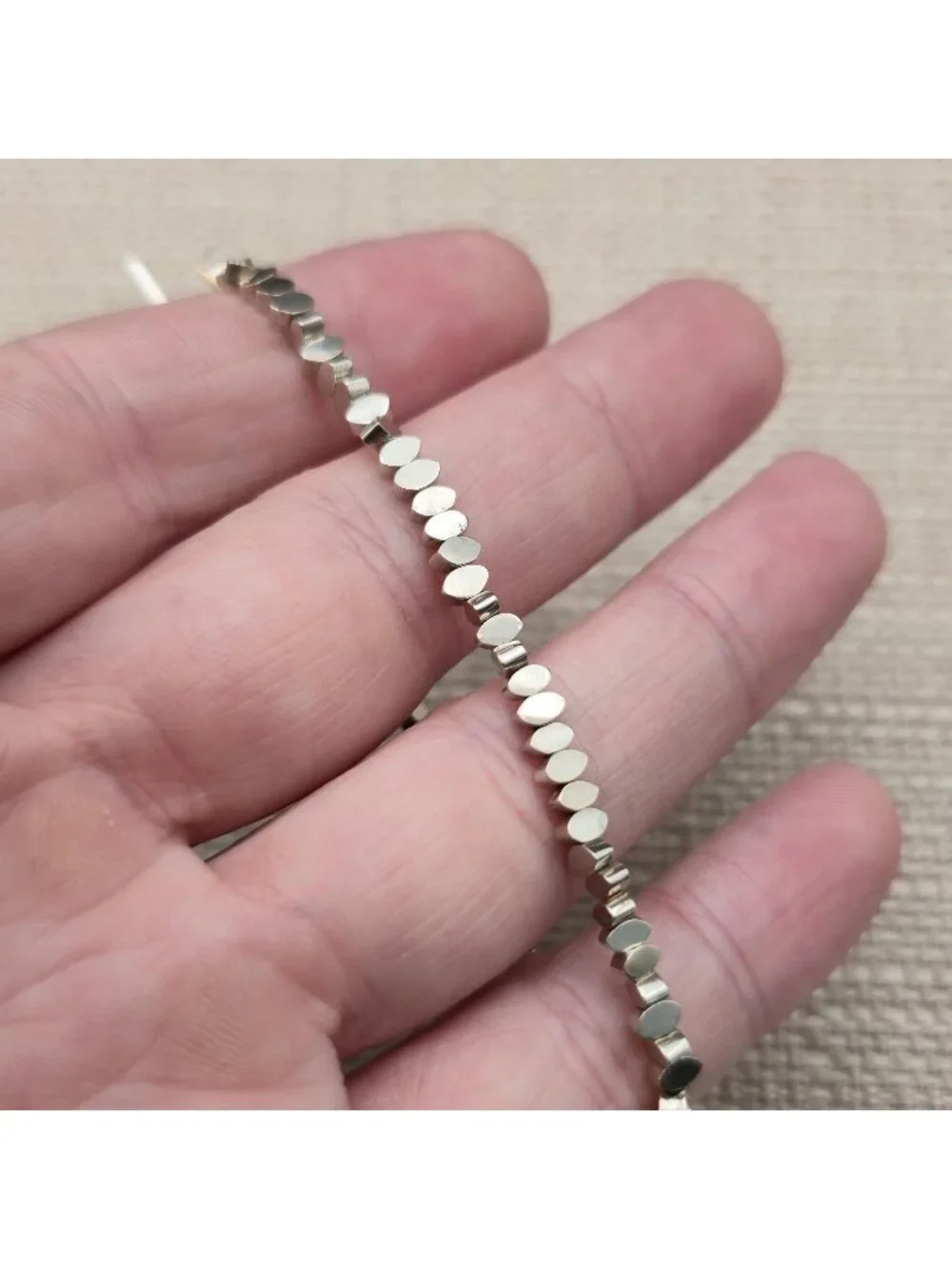 7 Inch Sterling Silver Multi Disc Bead Toggle Unique Bracelet A8158